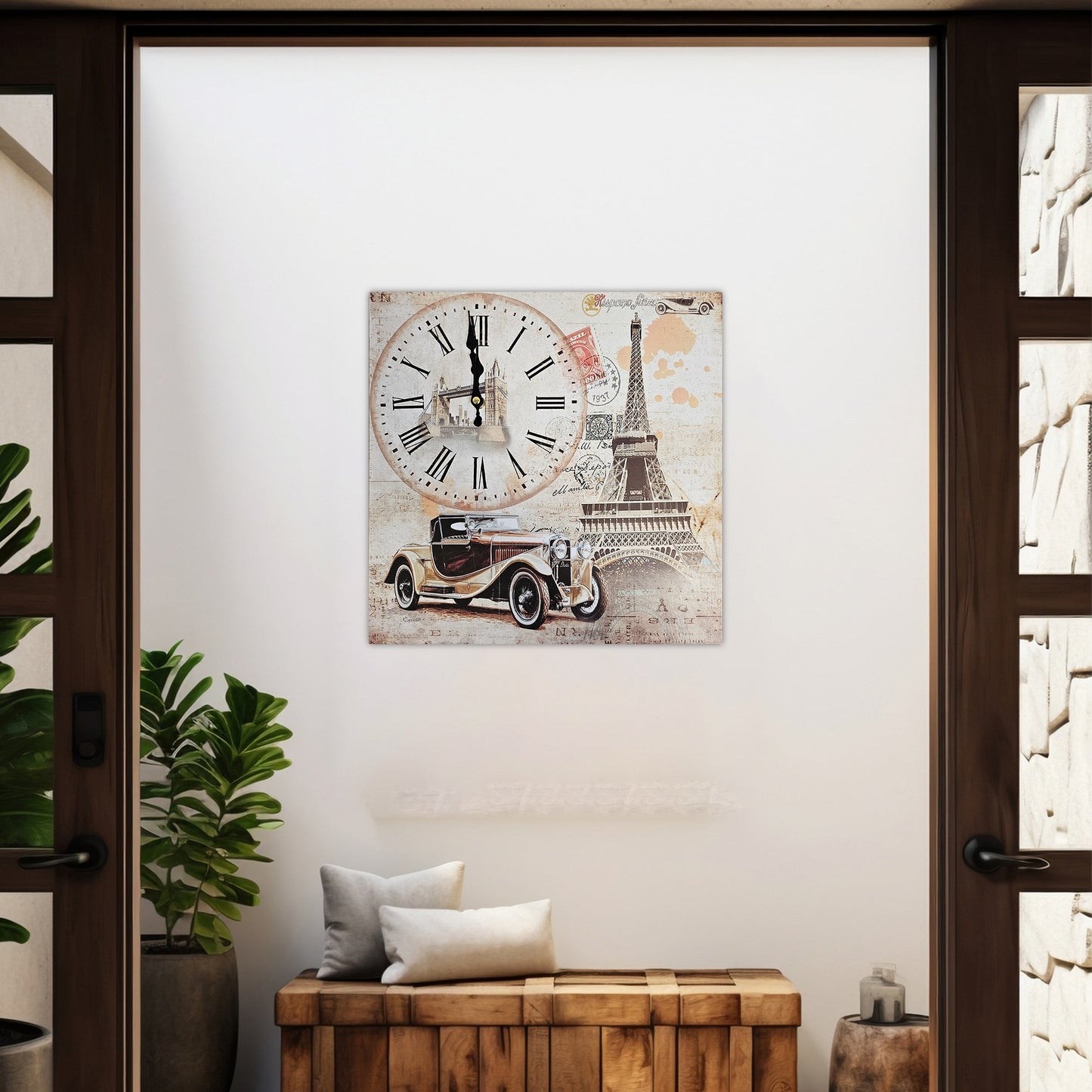 Eiffel Tower Rectangular shape Wood Clocks: Modern & Frameless ~5319-4