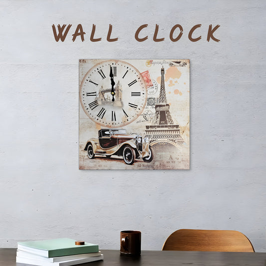 Eiffel Tower Rectangular shape Wood Clocks: Modern & Frameless ~5319-0