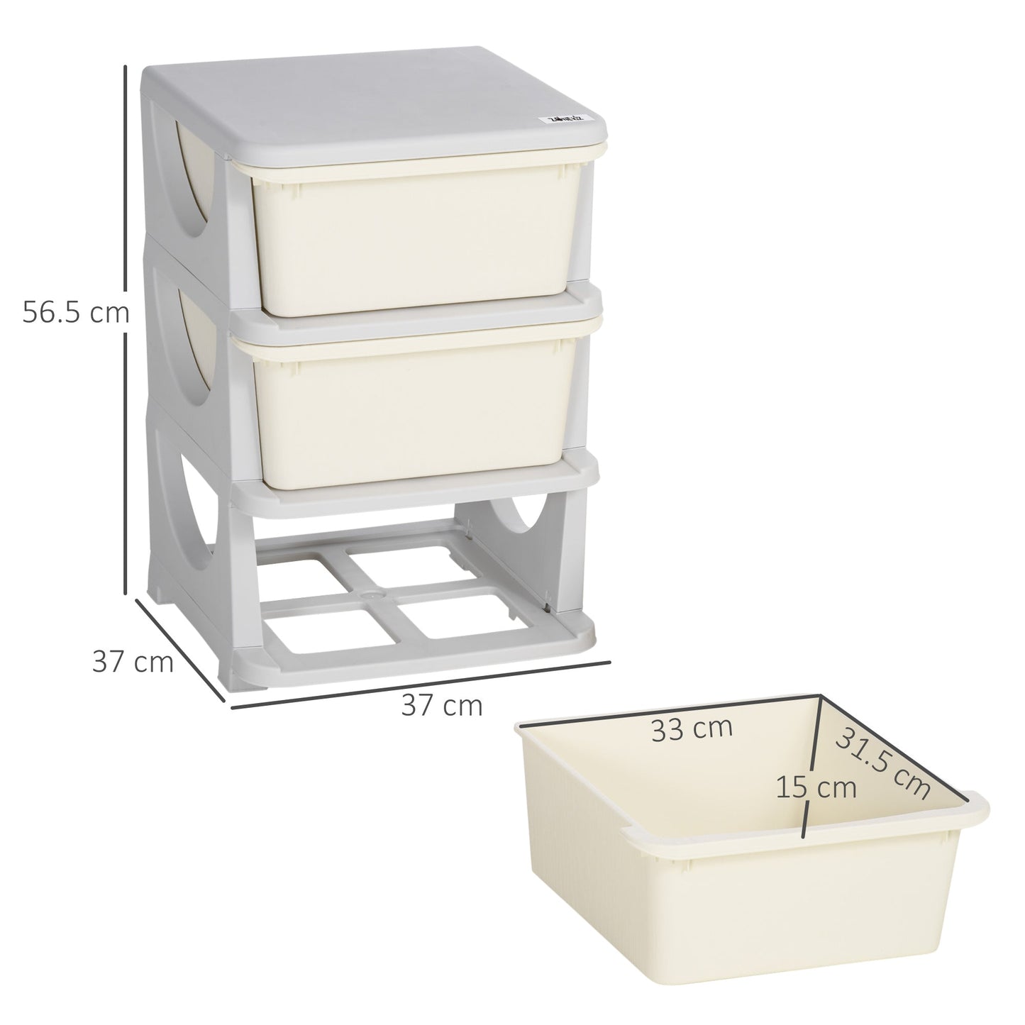 Kids Storage Units with Drawers 3 Tier Chest Vertical Dresser Tower Toy Organiser for Nursery Playroom Kindergarten White-2