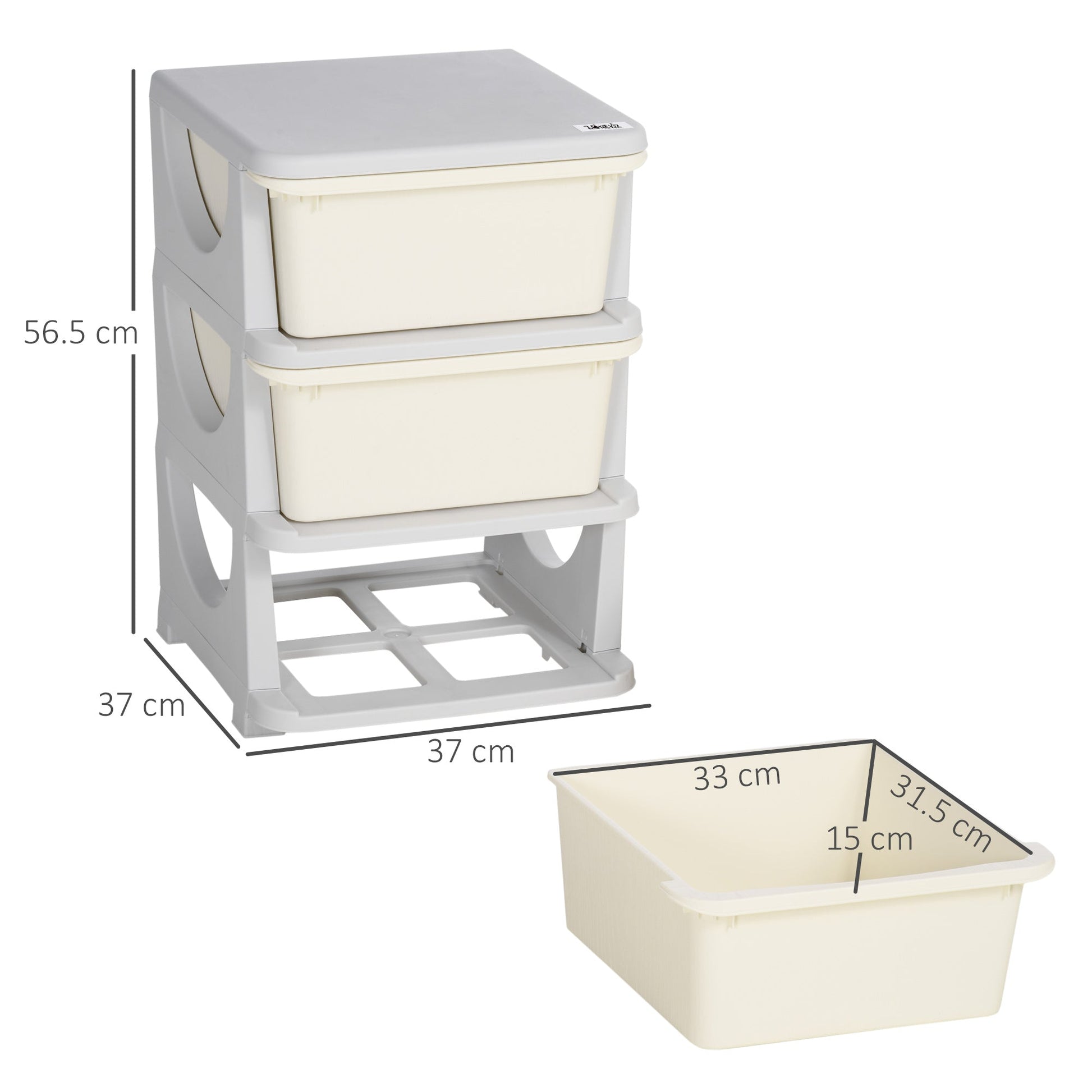 Kids Storage Units with Drawers 3 Tier Chest Vertical Dresser Tower Toy Organiser for Nursery Playroom Kindergarten White-2