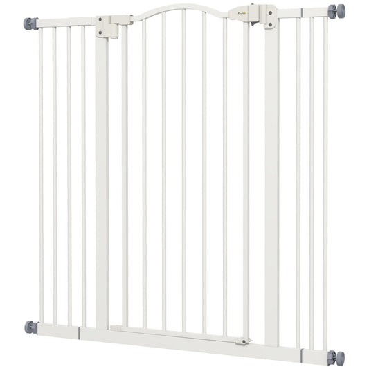 Metal Pet Safety Gate Dog Gate Folding Fence, White-0