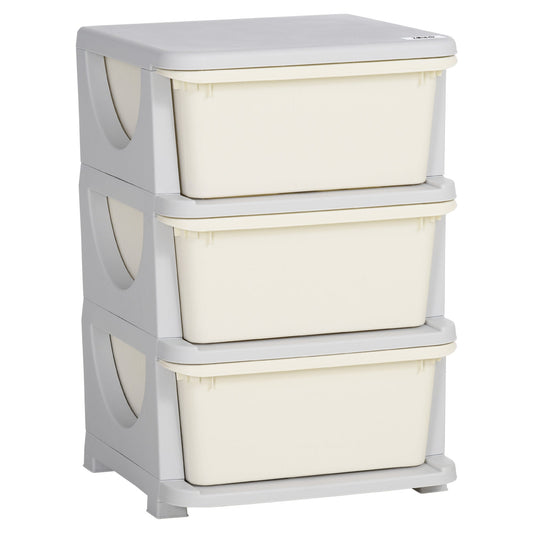 Kids Storage Units with Drawers 3 Tier Chest Vertical Dresser Tower Toy Organiser for Nursery Playroom Kindergarten White-0