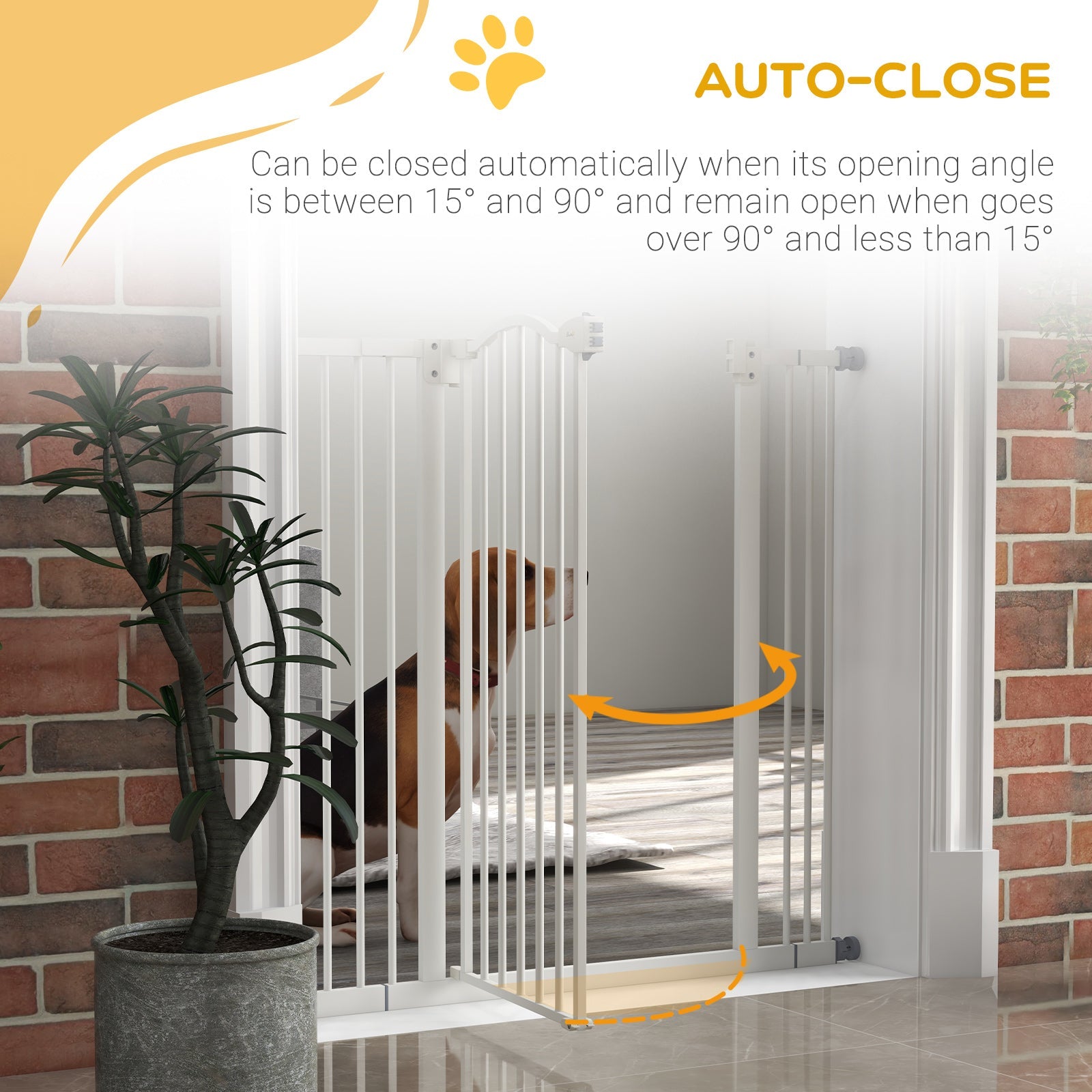 Metal Pet Safety Gate Dog Gate Folding Fence, White-4